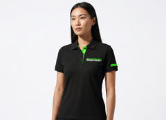 BrightShift Classic black and green short-sleeve custom dye-sub work polo