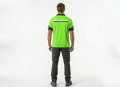 BrightShift Site green and charcoal short-sleeve work polo, detail
