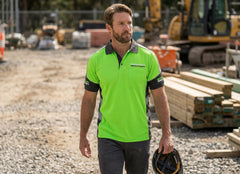 BrightShift Site green and charcoal short-sleeve custom work polo